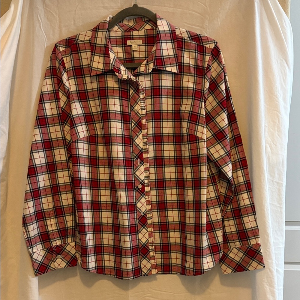 Women's Red Plaid Button-Down Shirt